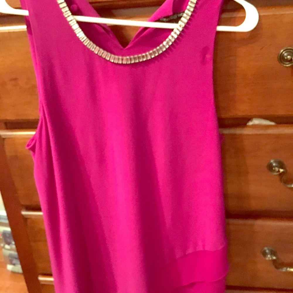 Rhinestone studded Silky Asymmetrical top
